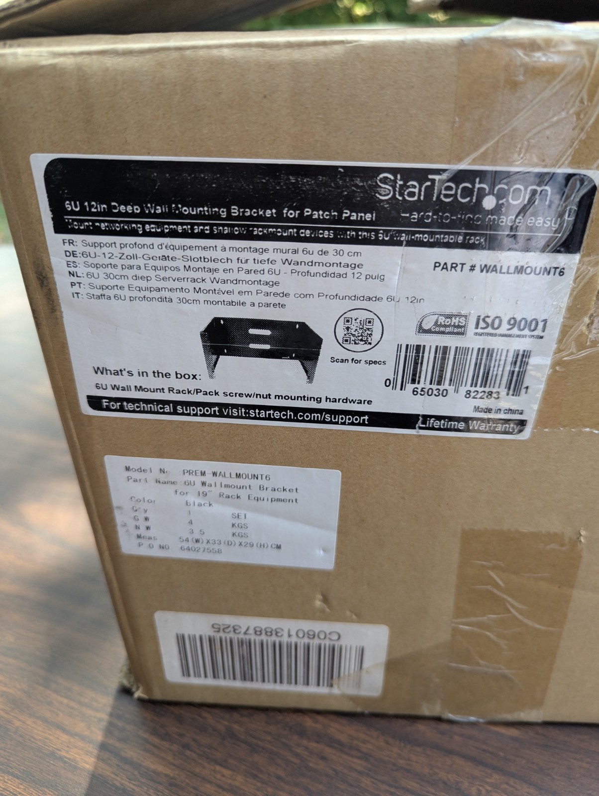 StarTech 6U 12in Deep Wallmounting Bracket for Patch Panel Steel Black Open Box