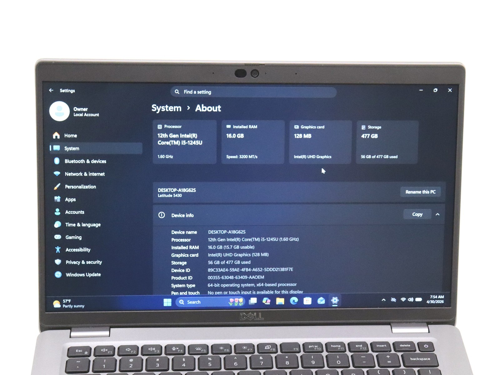 Dell Latitude 5430 14″ Intel i5-1245U 16GB 512GB NVMe Windows 11 Pro
