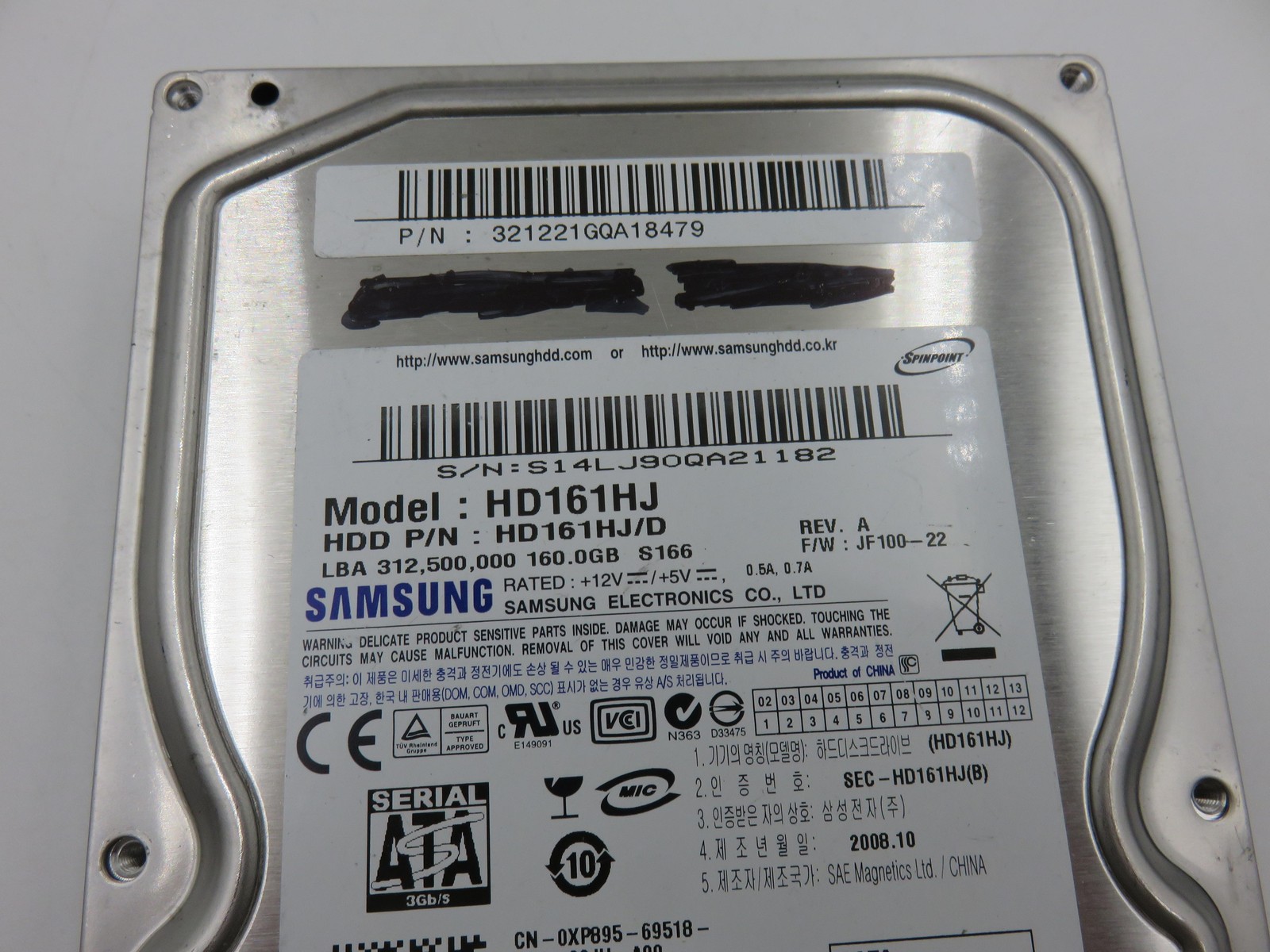 Samsung SpinPoint HD161HJ 160GB 3.5in Hard Drive 7200RPM SATA II 3.0Gb/s Silver