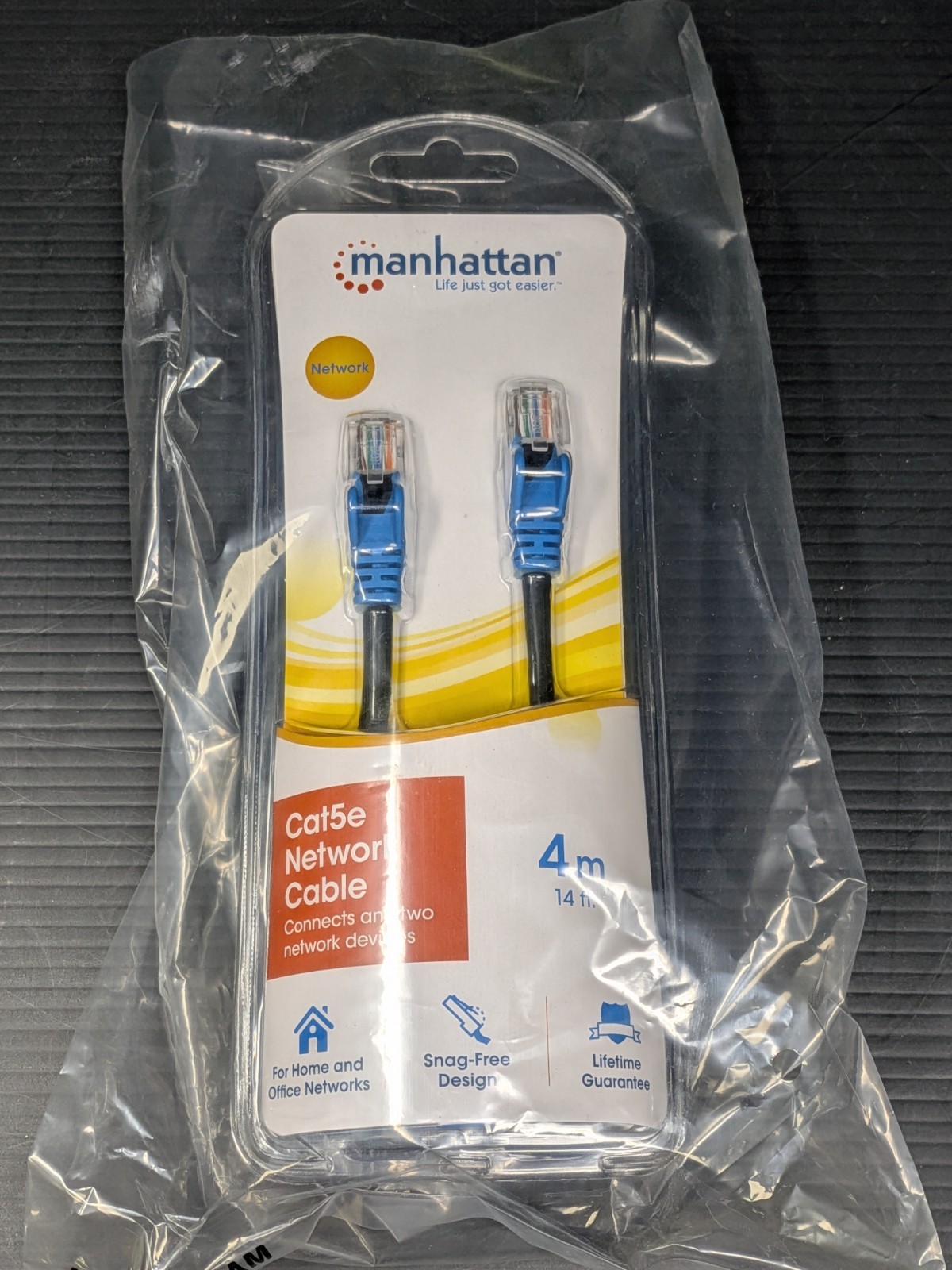 Cat5e Ethernet Patch Cables 14ft Black RJ45 UTP LAN – Manhattan (Box of 5)