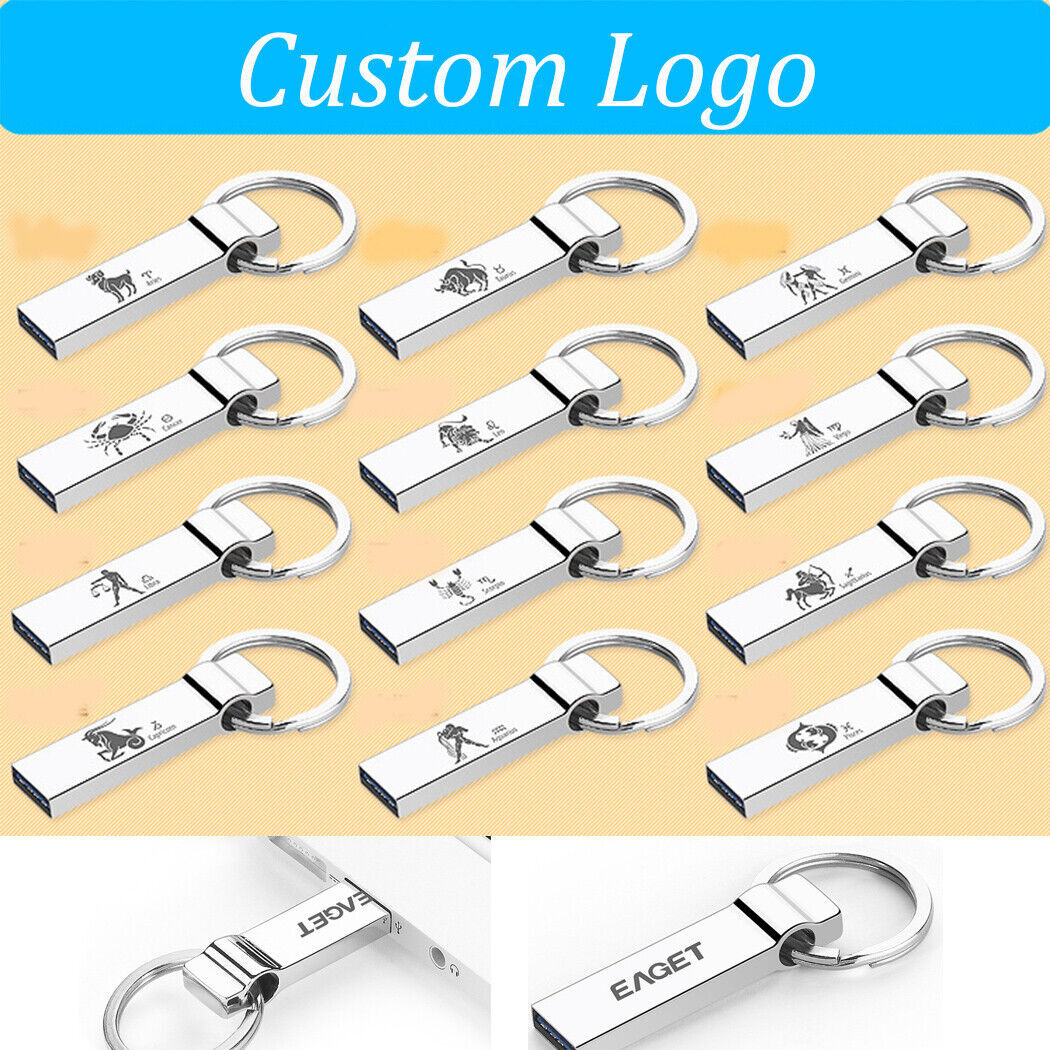 Lot 50PCS 1/2/4/8/16GB Key Ring USB Flash Drive Metal Memory U Stick Custom Logo