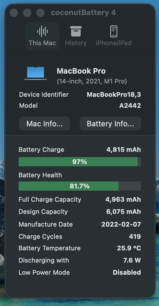 Apple MacBook Pro 14″ A2442 M1 Pro 32GB 512GB SSD 14-Core GPU