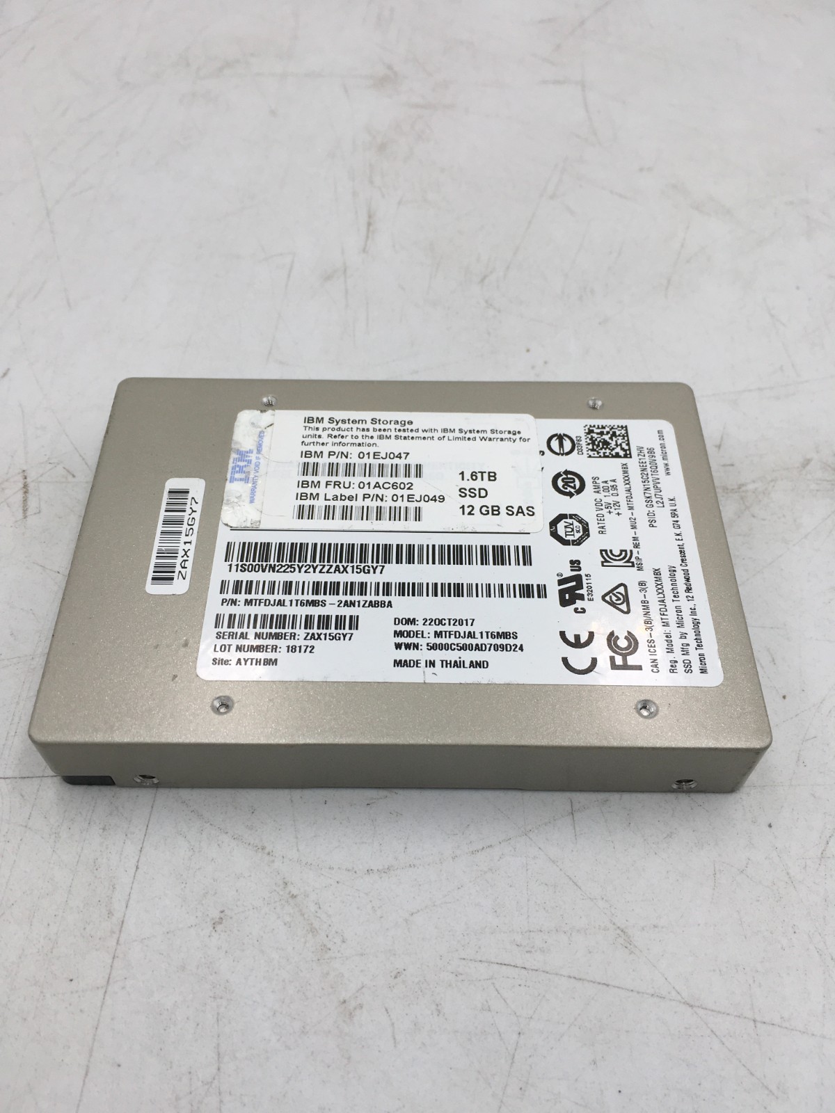 Micron 1.6 TB Internal, 2.5 inch SAS MTFDJAL1T6MBS Solid State Drive TESTED RS