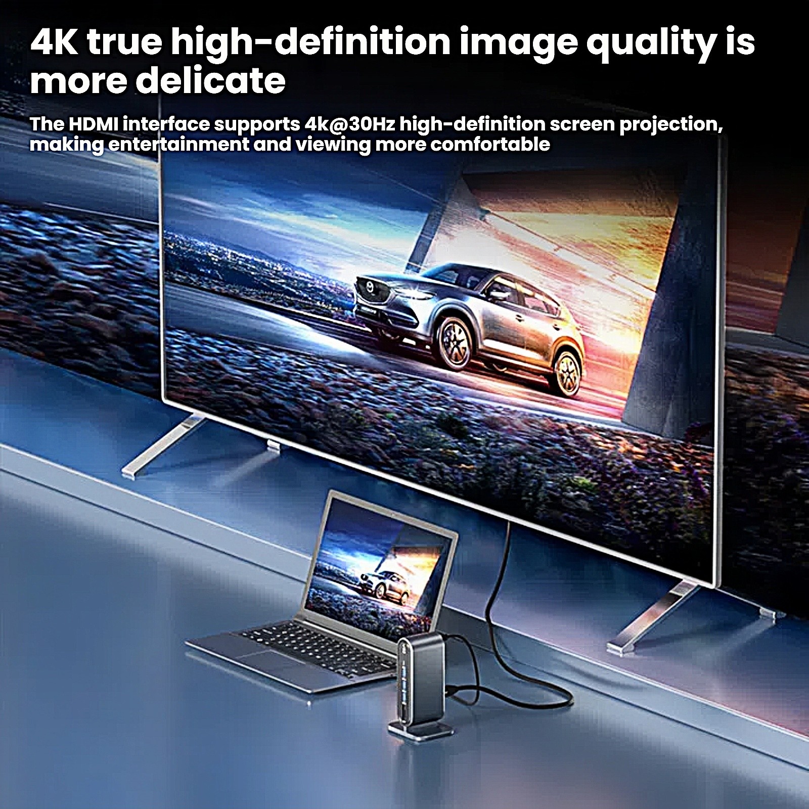 12 in 1 Type C USB Hub/vertical docking station For Laptop 4K HDMI 5Gbps USB 3.0
