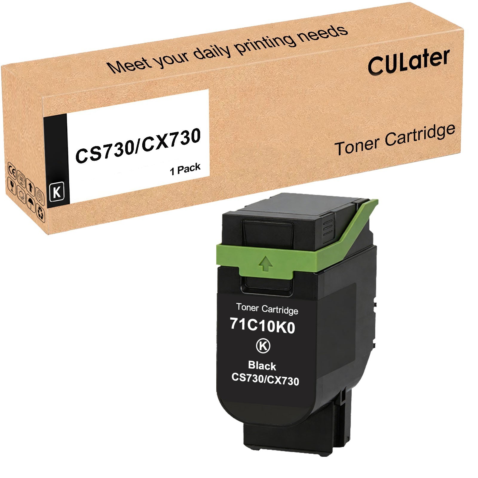 1 Pack CS730 71C10K0 Black Toner Cartridge for CX730de CX735adse CS735de CS730de