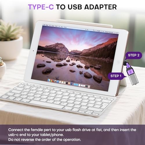 Magnetic USB Adapter Type C to A with 180° & 360° 2 Pack Purple Type C to USB A