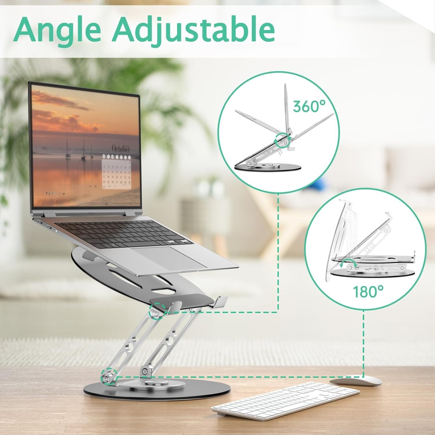 Laptop Stand for Desk Adjustable Computer Stand with 360 Rotating Base Ergono…