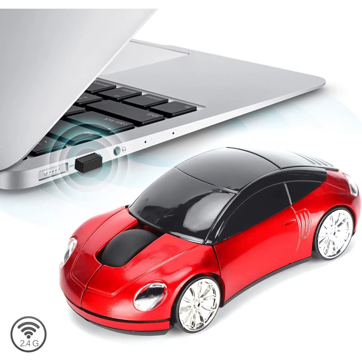 2.4G Wireless Car Shaped Mouse Ergonomic Optical USB Receiver Portable PC Laptop
