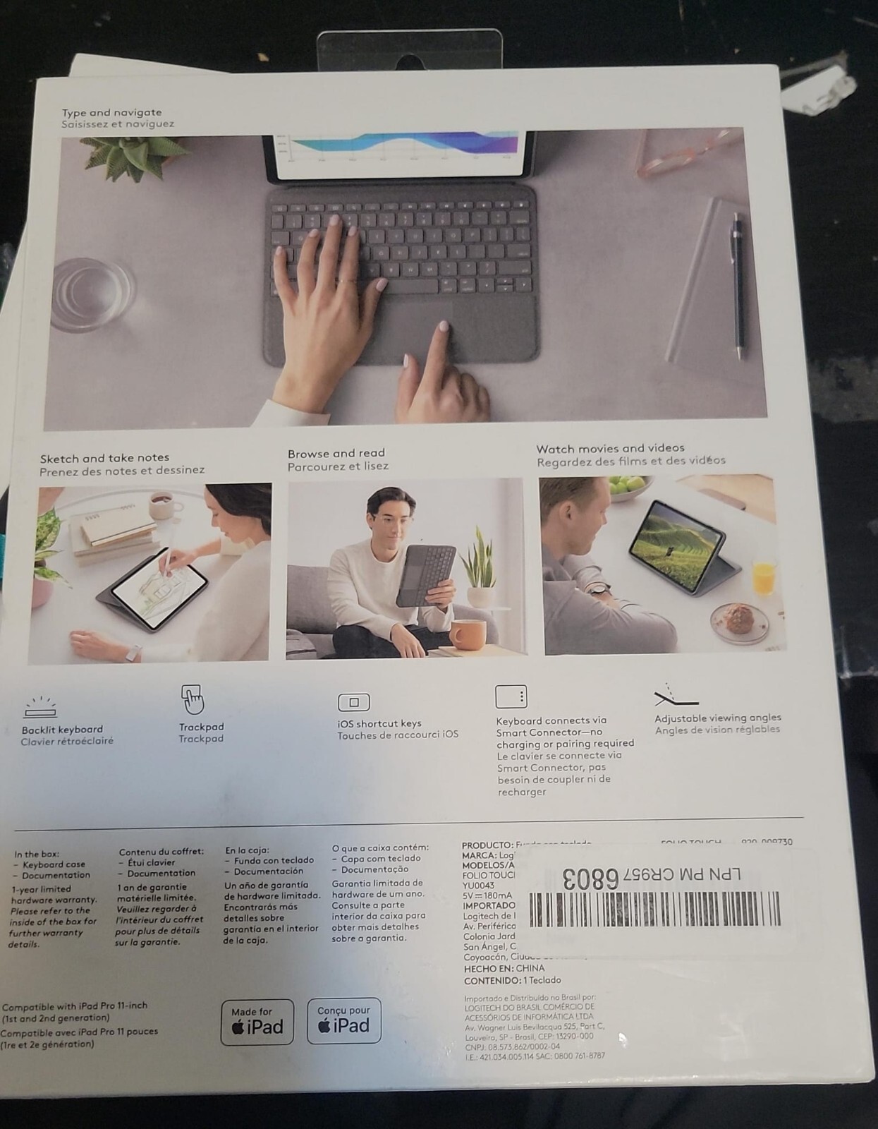 Logitech Folio Touch Keyboard + Smart Connector for iPad Pro 11″ 1st 2nd Gen.