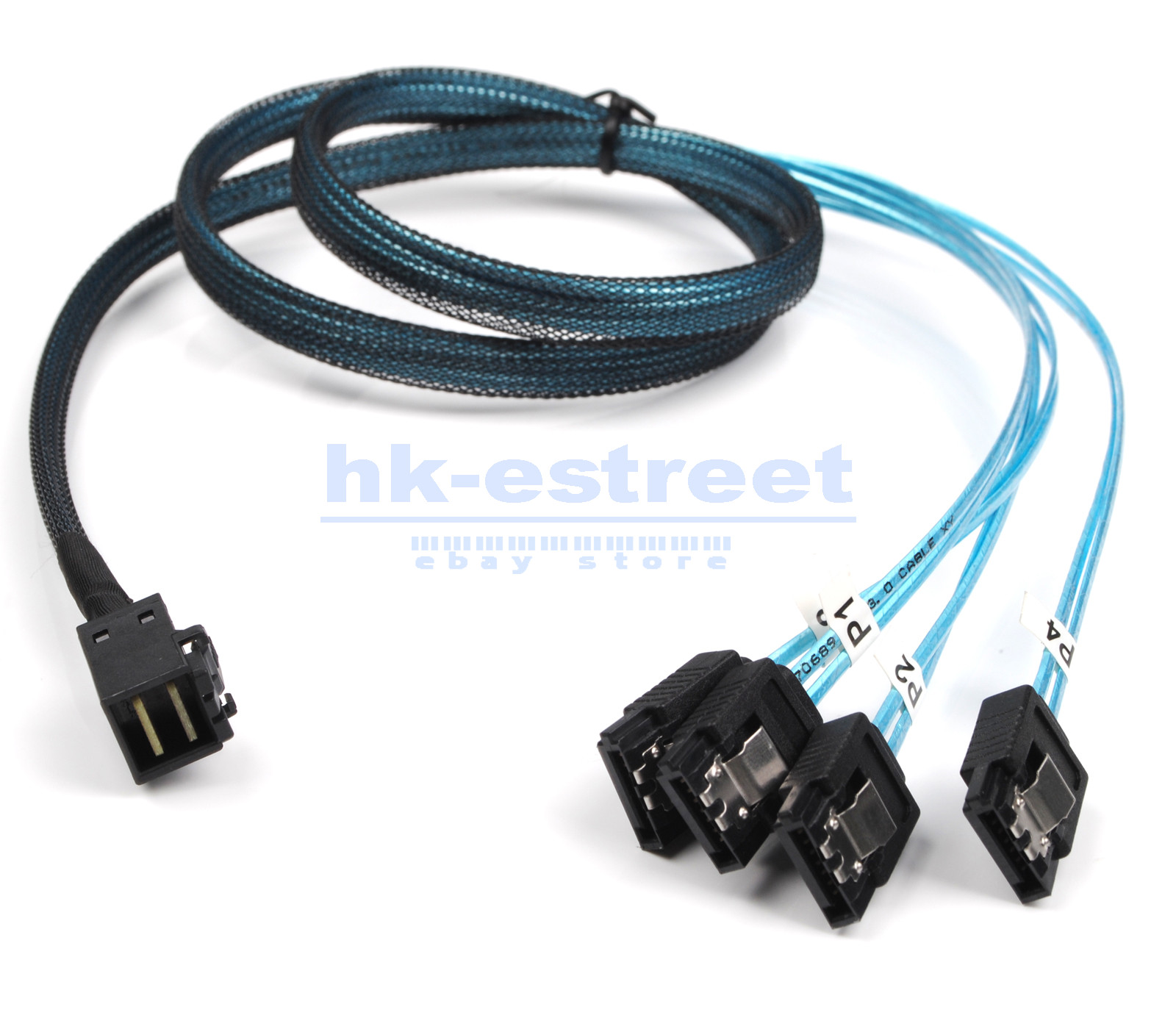 SFF-8643 to 4 SATA fan out cable, Comply with SAS 3.0 12G 1M /3ft
