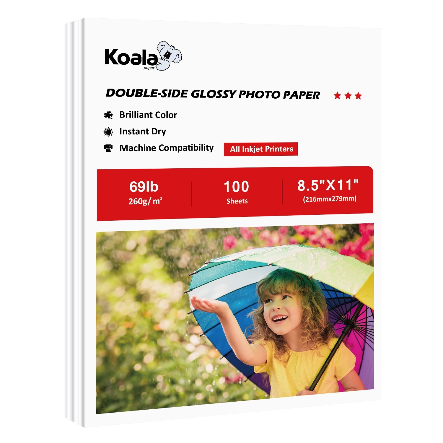 Lot Koala 69lb Double Sided Glossy Photo Paper 8.5×11 13×19 Inkjet Printer Thick
