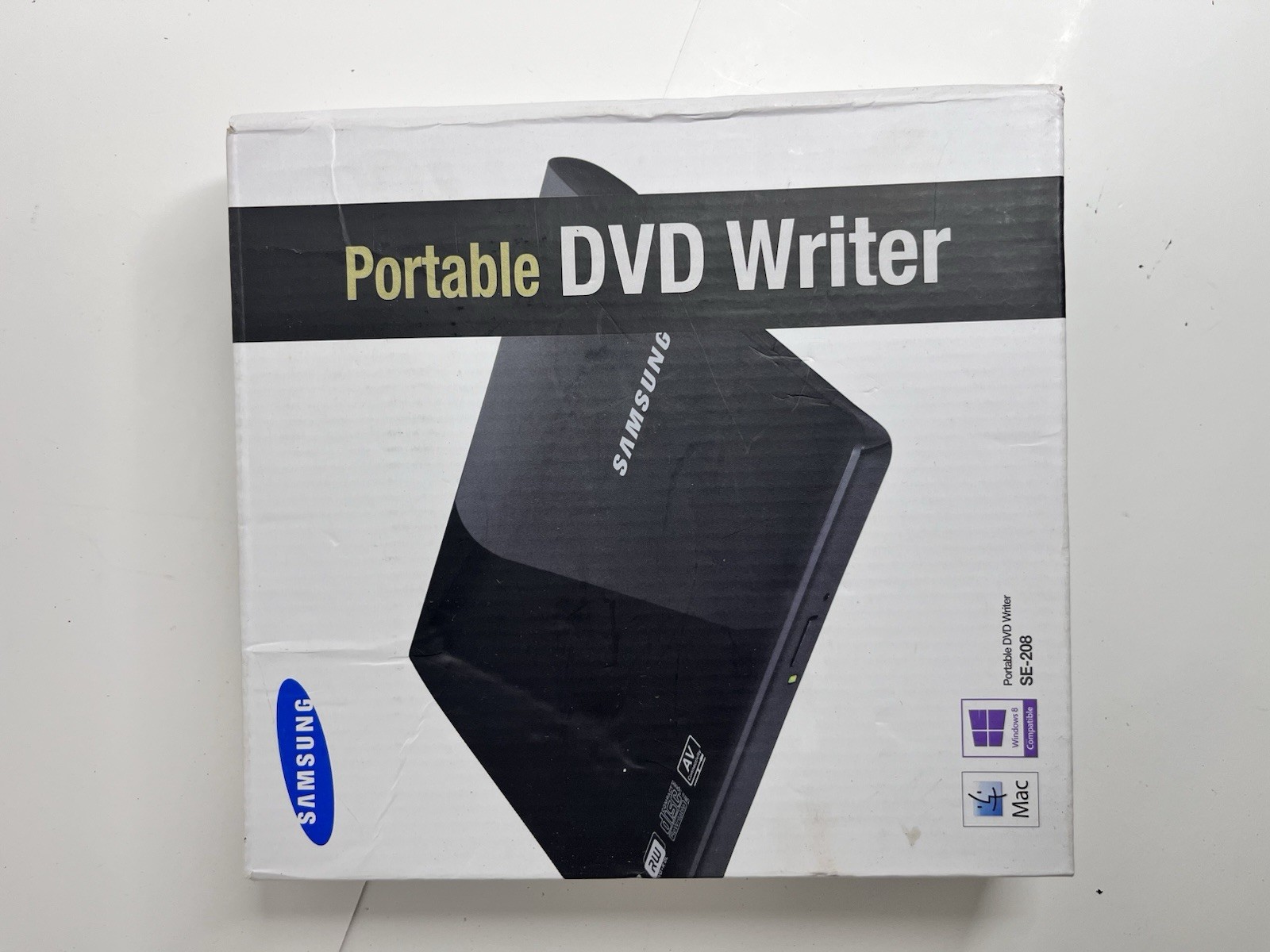 Samsung SE-208DB Portable DVD Writer USB 2.0 Black Windows Mac DVD/CD Slim