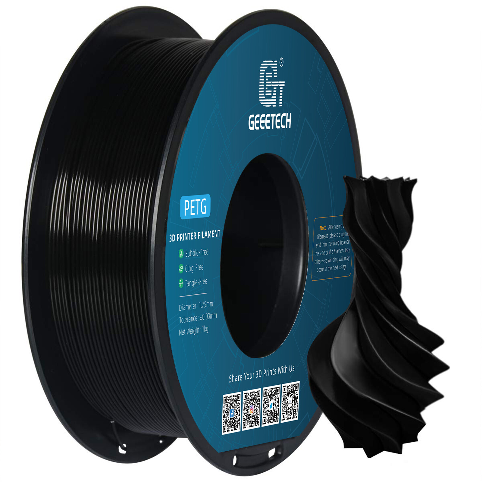 【Buy 5 Pay 3】Geeetech PETG 3D Printer Fiament 1KG/Roll Strong Durable Consumable