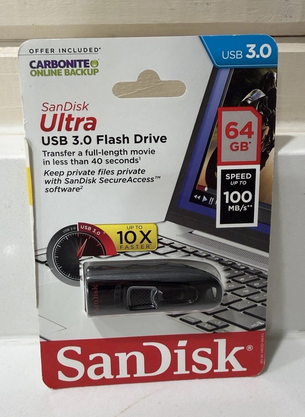 SanDisk Ultra USB 3.0 Flash Drive, 64GB Memory