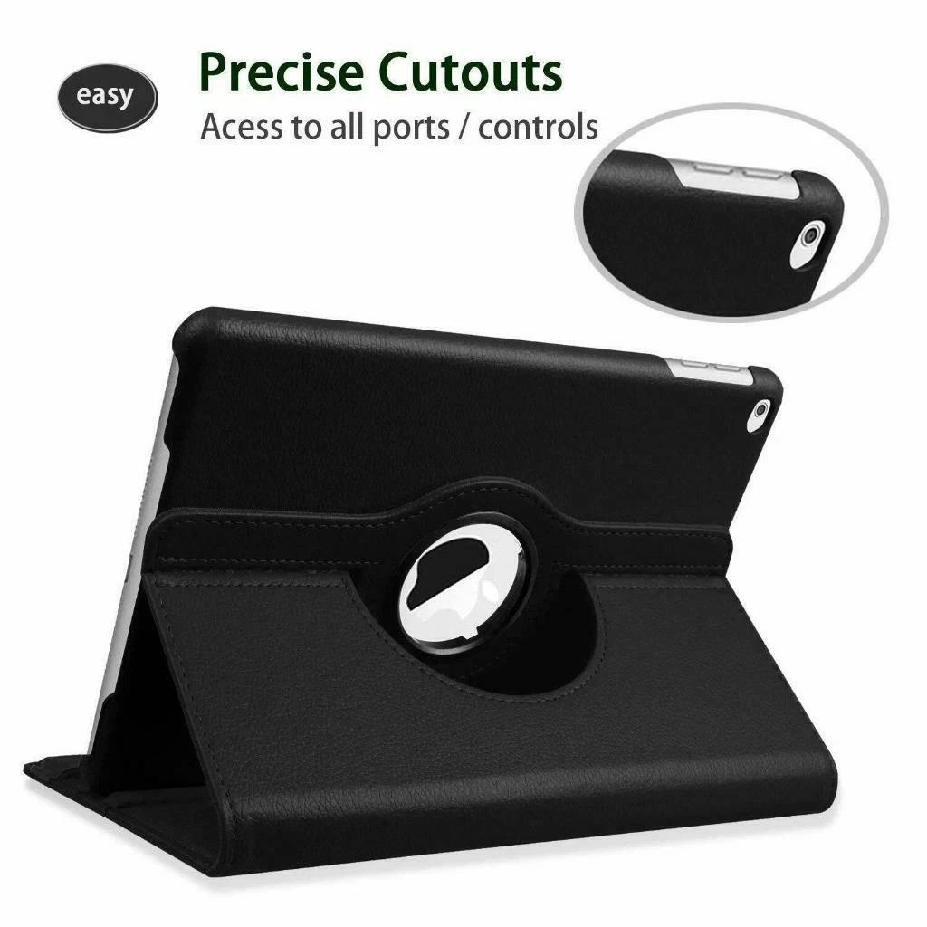 360 Rotating Leather Folio Case Cover Stand for iPad 234 Mini Air 9.7 10.2 10.5