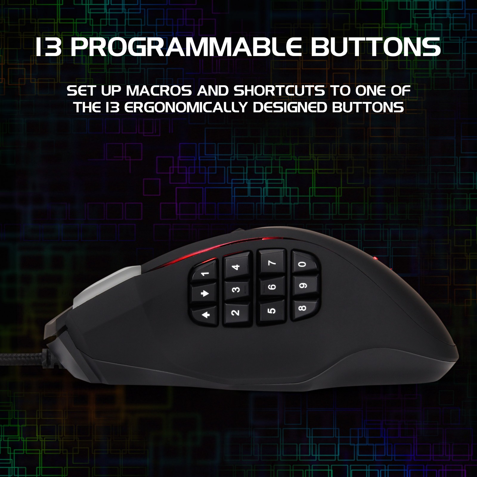 ENHANCE Theorem 2 MMO Gaming Mouse with 13 Programmable Side Buttons