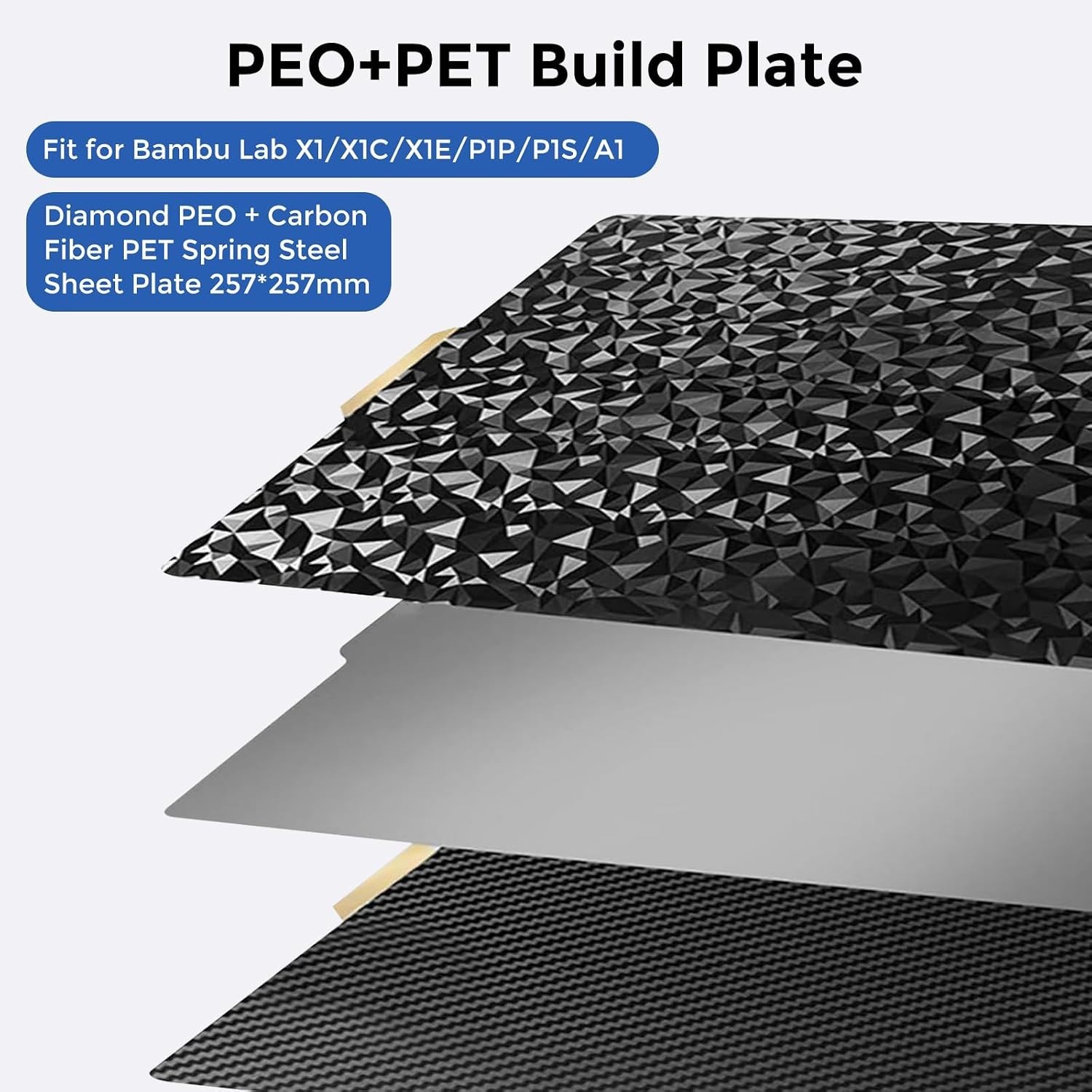 Double-Sided PEO PET Build Plate 257x257mm for Bambu Lab X1 Series 3D Printers