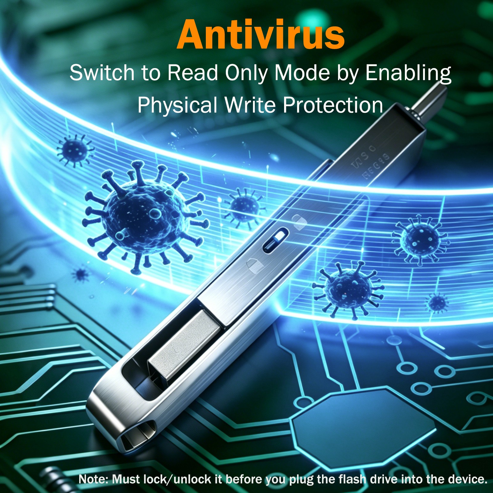 USB 3.1 Flash Drive with Write Protect Switch 180MB/s USB C & USB A Dual Drives