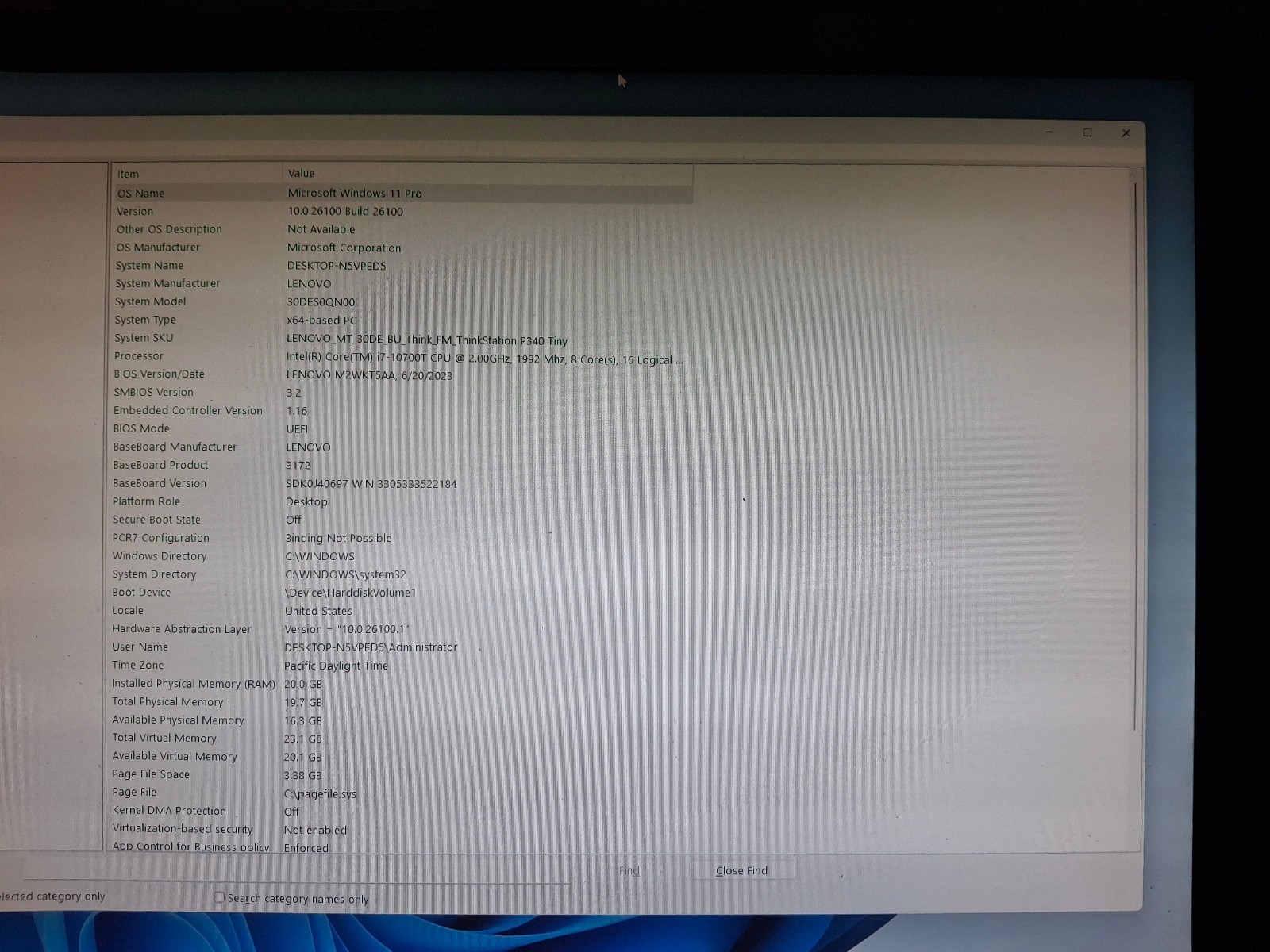 Lenovo ThinkStation P340 Tiny Core i7-10700T 2.0GHz 20GB 512GB Wi-Fi & BT W11P