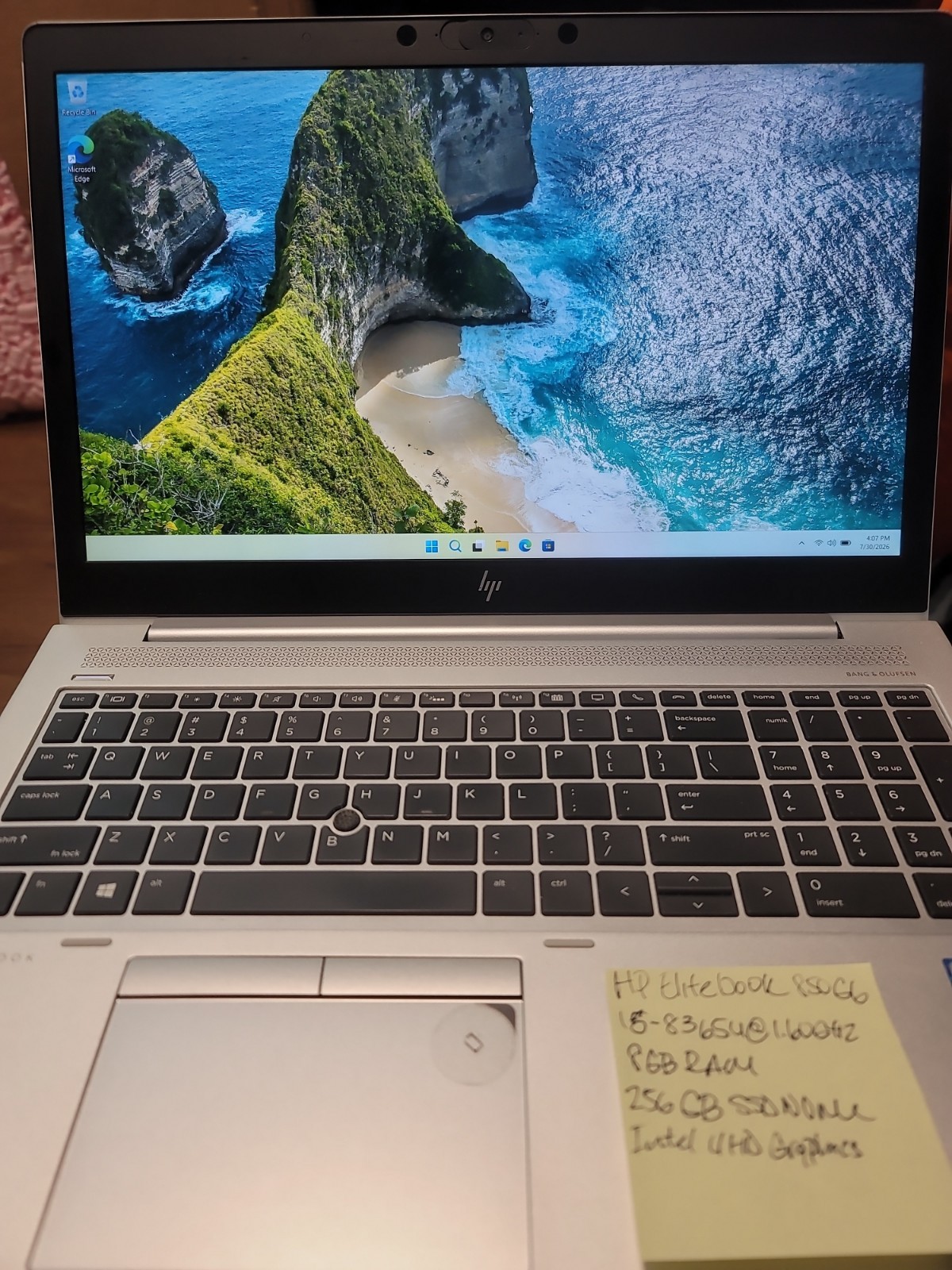 HP EliteBook 850 G6 15.6″ Windows 11 (i5-8365U@1.60GHz / 256GB / 8GB RAM)