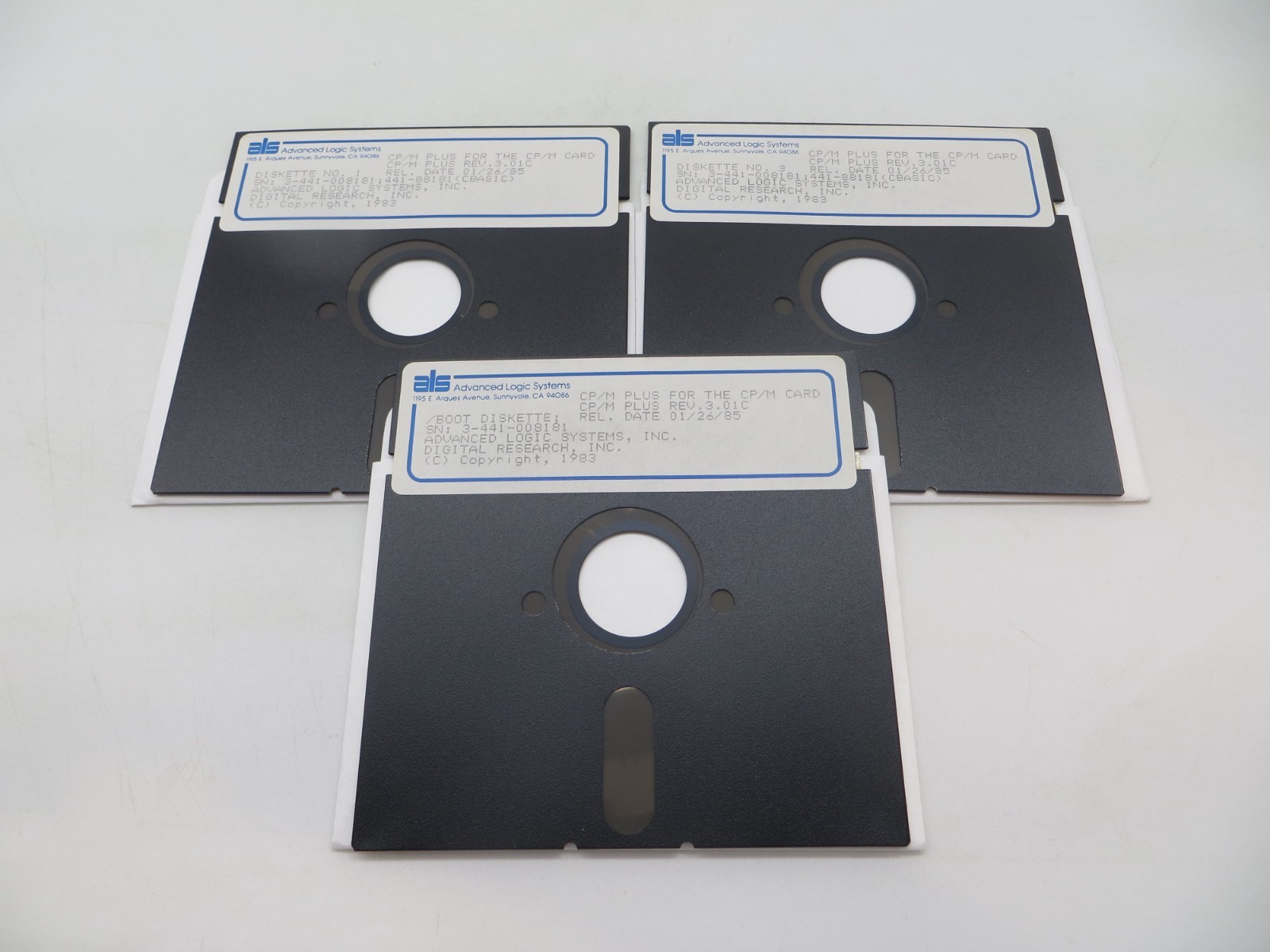 CP/M PLUS FOR THE CP/M CARD REV. 3.01C 5.25″ Floppy Disks CBASIC 1985 #4825