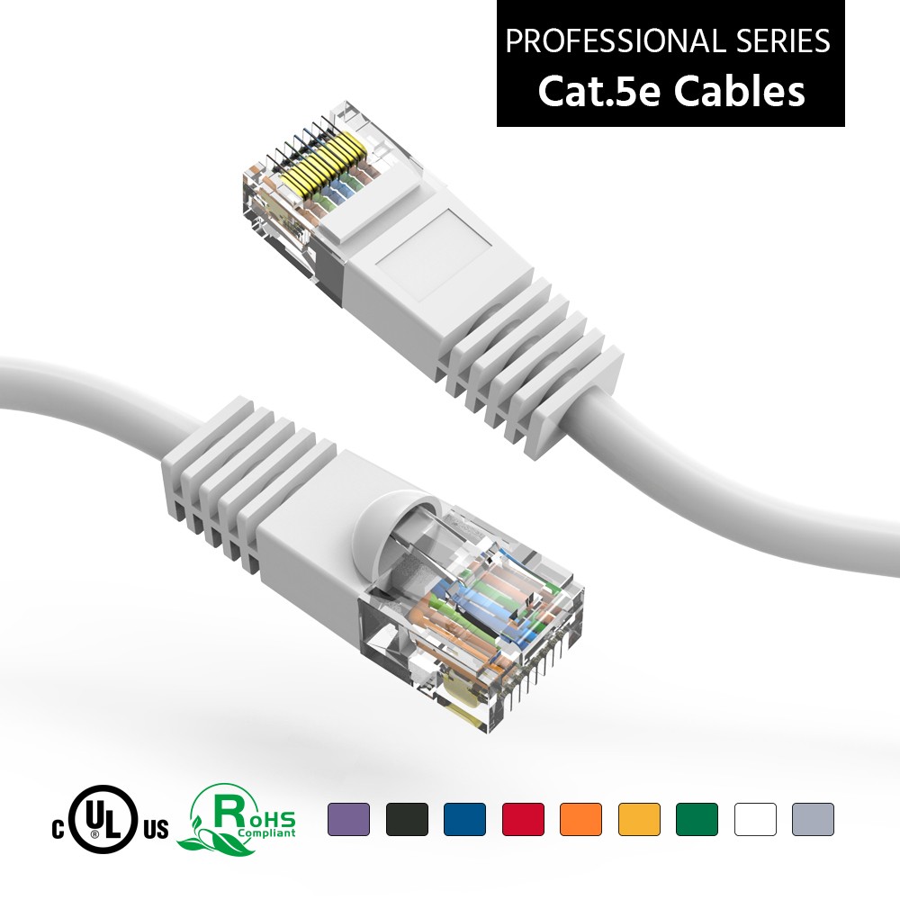 15 Pack of 8Ft CAT5E UTP Ethernet Network Booted Cable White