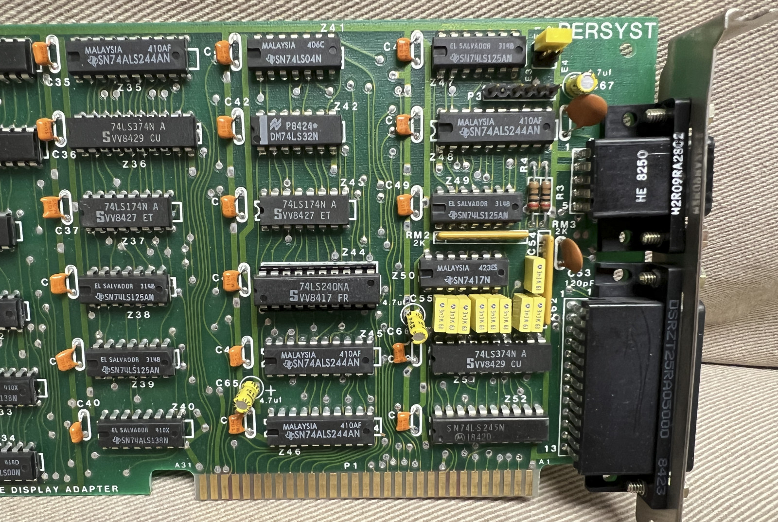 PERSYST Monochrome Display Adapter 8-bit ISA Video Card for IBM: No 12-10068-01