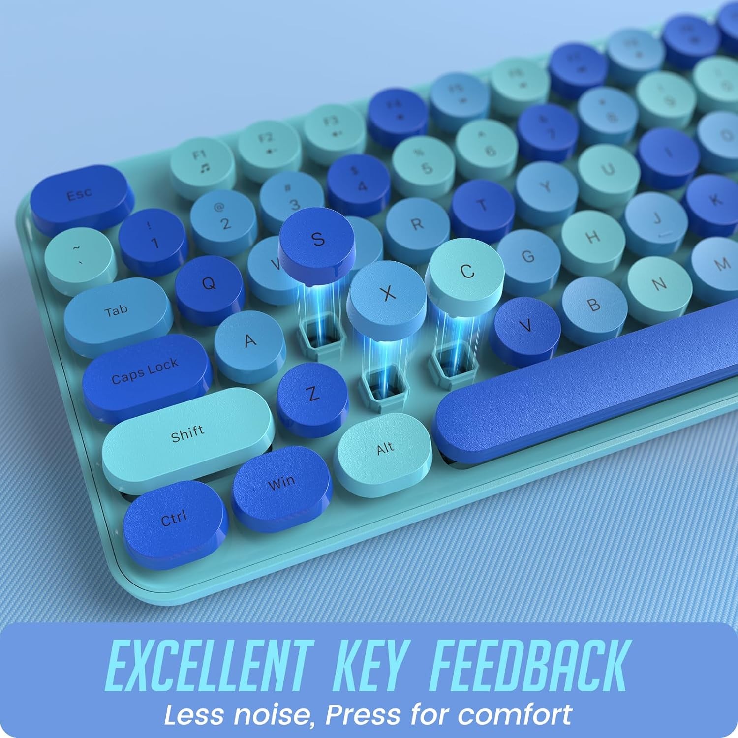 Colorful Computer PC Wireless Keyboard Mouse Combo Full-Sized Silent Typewriter