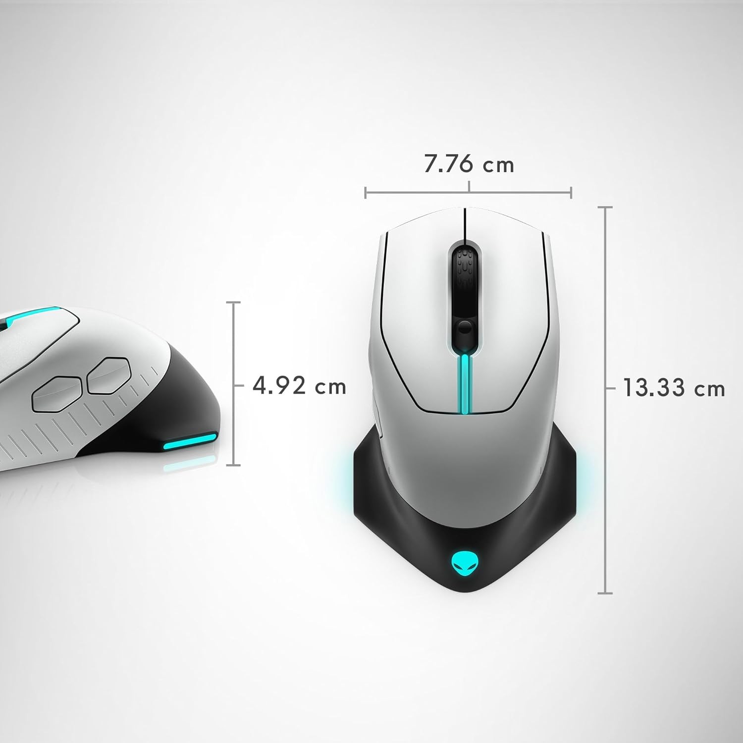 Alienware AW610M Wired Wireless Gaming Mouse 16000 DPI RGB Lunar Light
