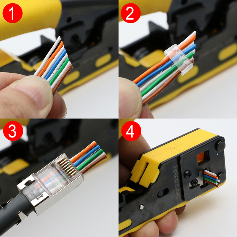 RJ45 Cat7 Cat6A Easy Pass Through Connectors 8P8C 50U Gold Plated Shielded Plug