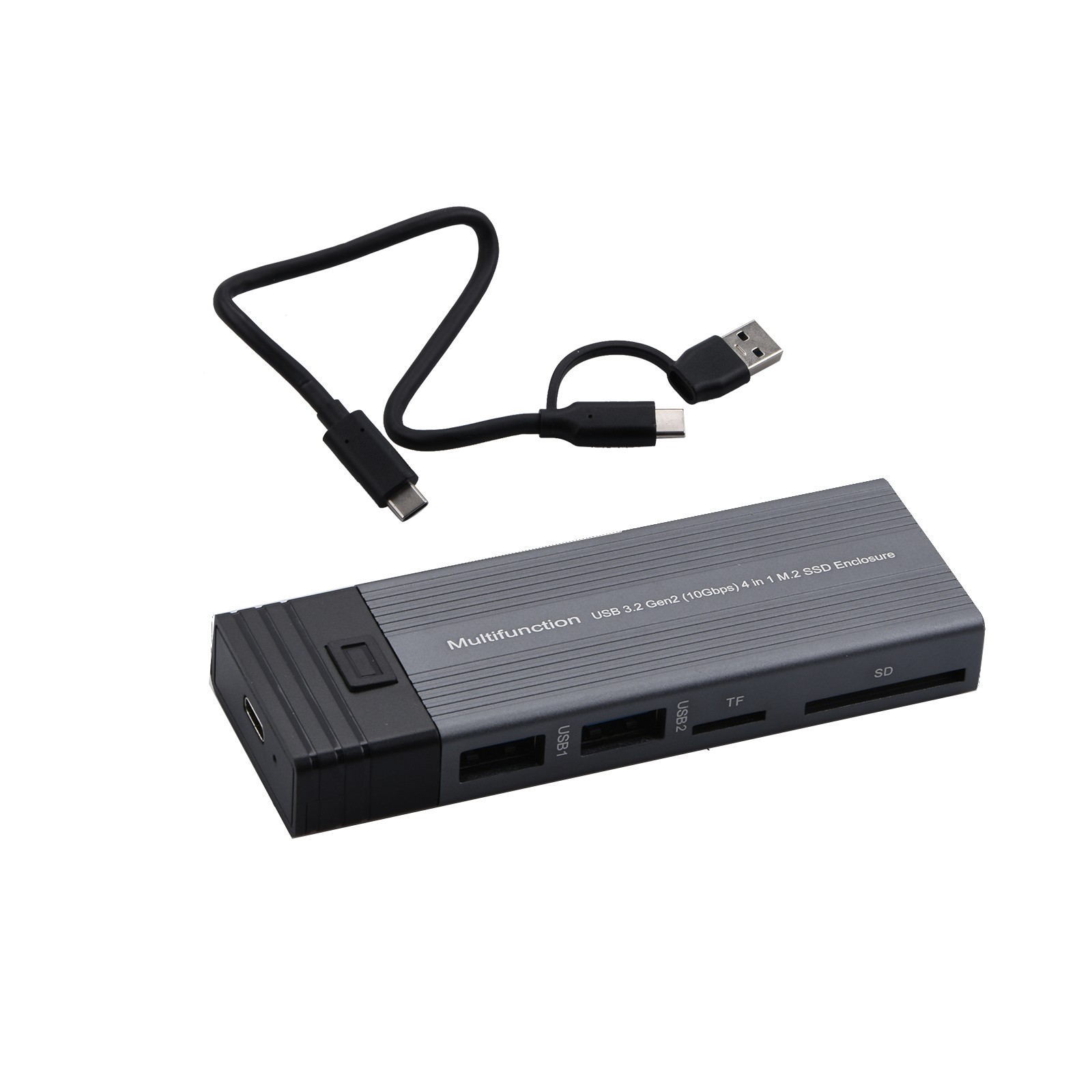 10Gbps Mobile External SSD Adapter Case 2 In 1 Design M.2 NVMe SSD&USB Hub