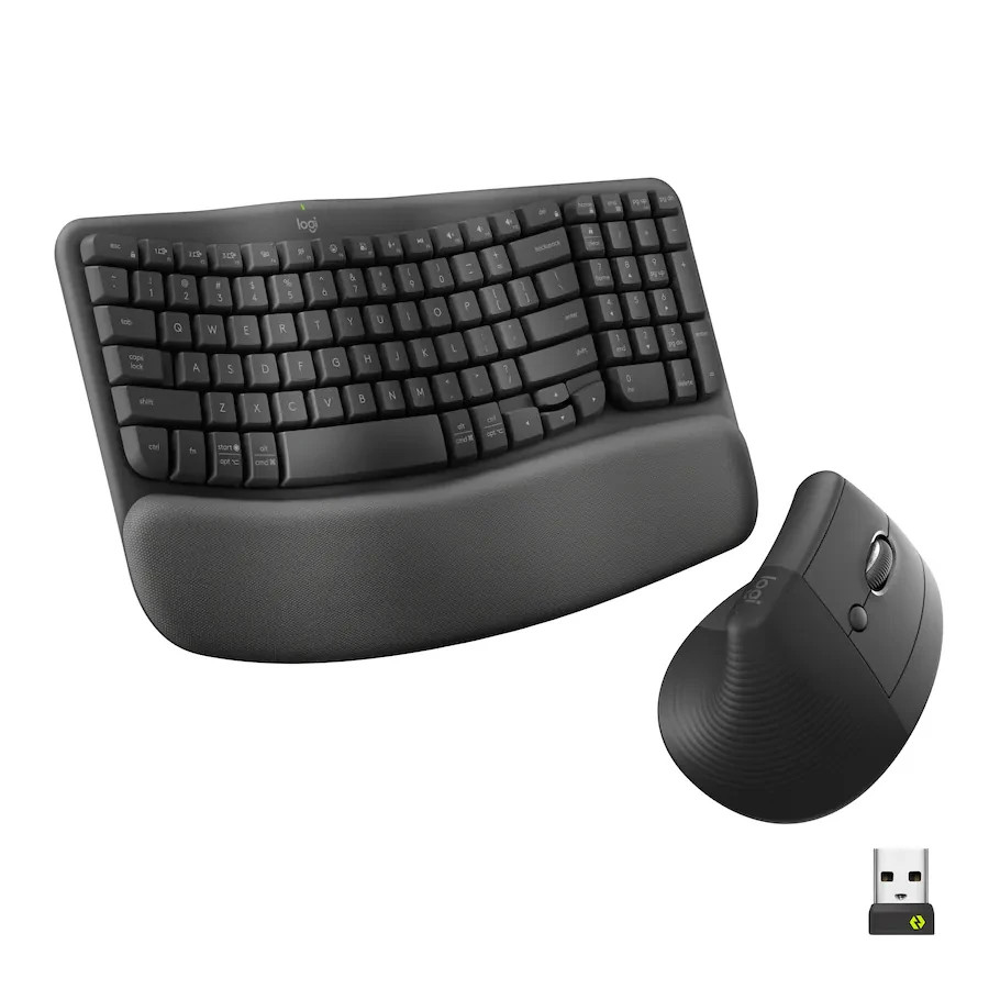 New Sealed Logitech Ergonomic Wave Keys Keyboard&Lift Vertical Mouse Combo