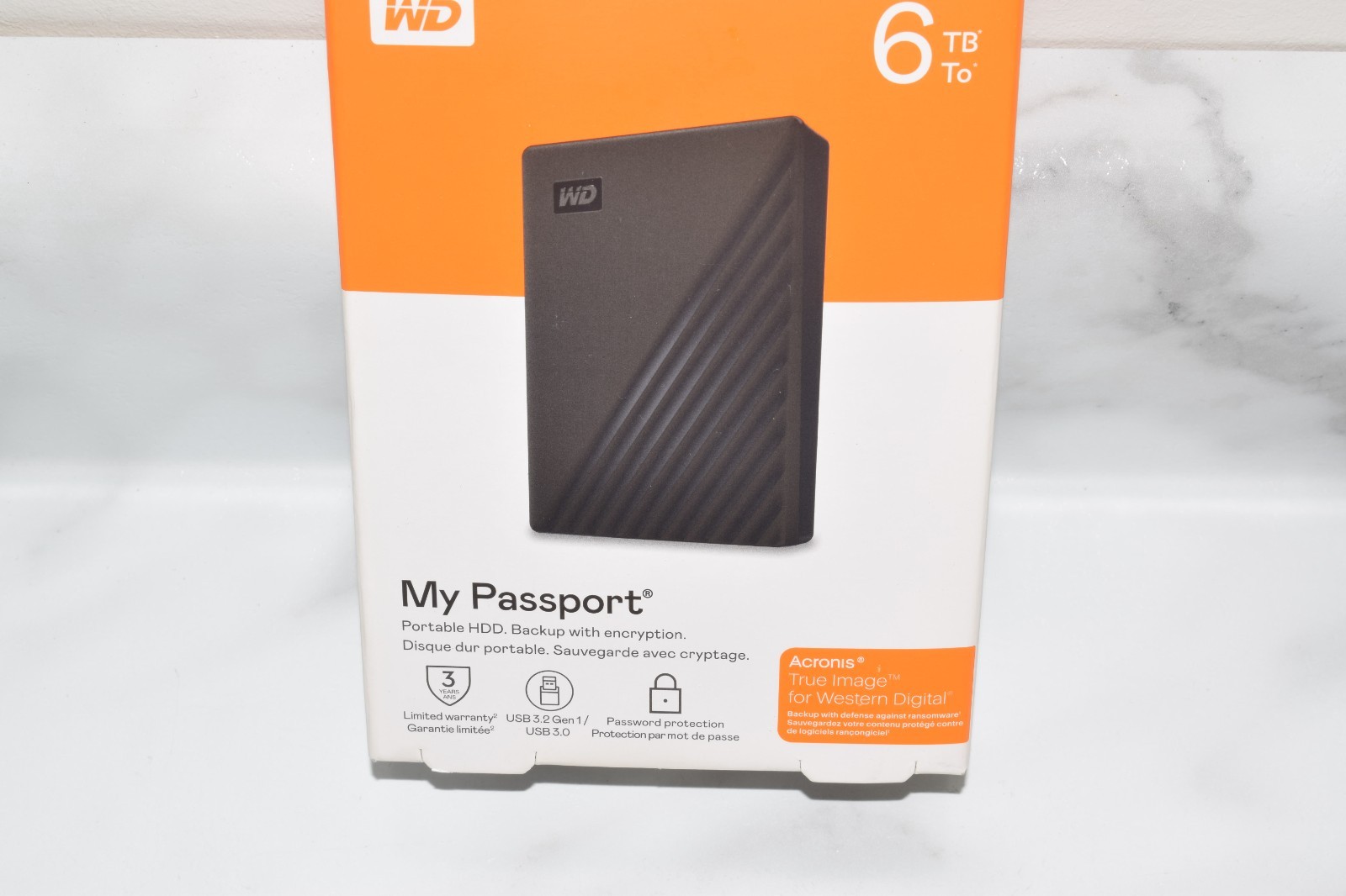 WD – My Passport 6TB External USB 3.2 Portable Hard Drive – Black – NEW