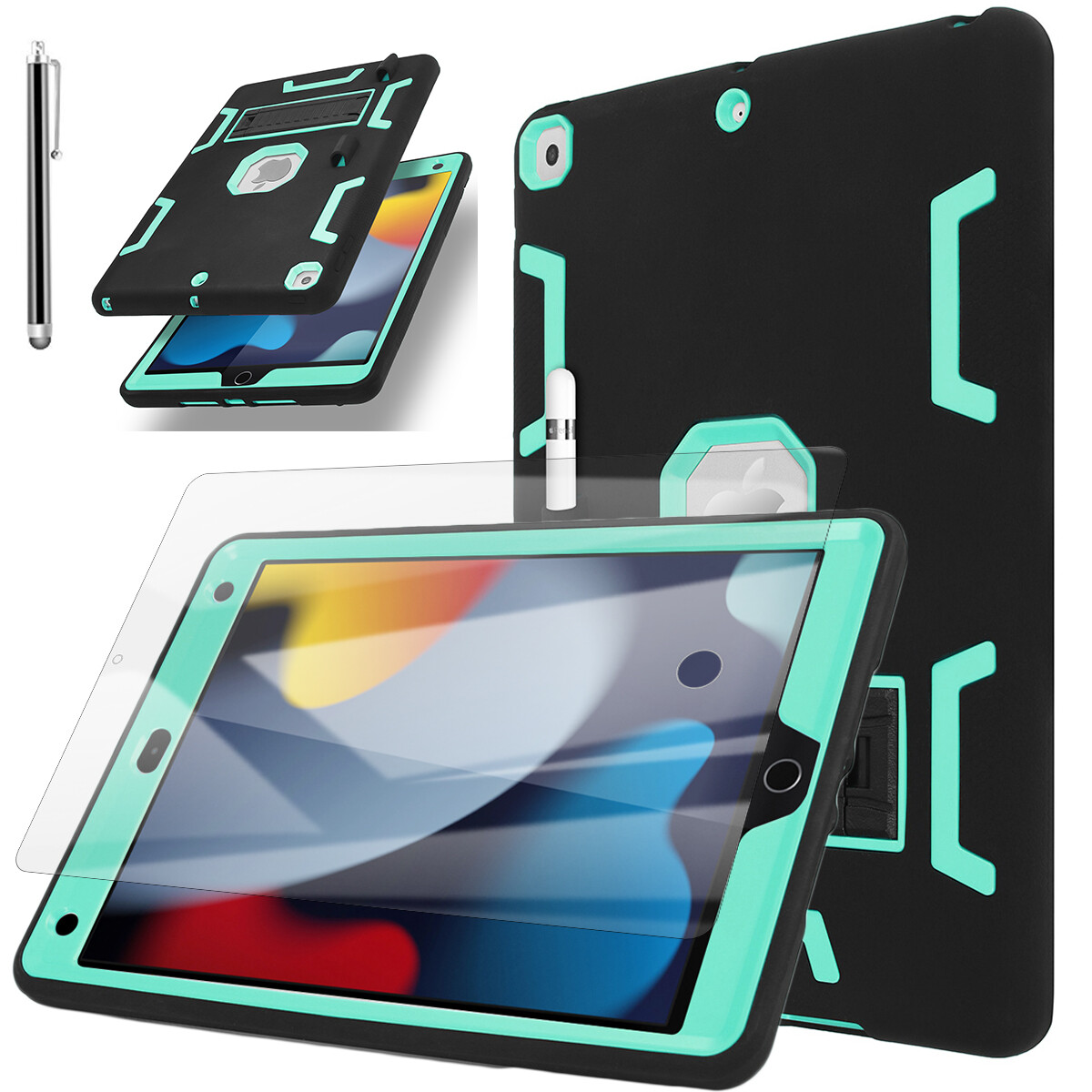 For iPad 9th/8th/7th Generation Case Shockproof Heavy Duty Stand Hard Cover