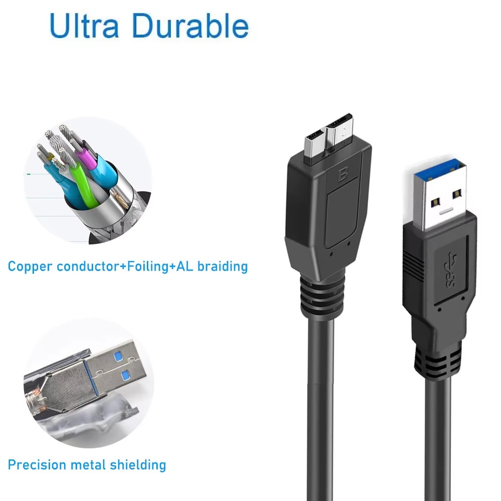 USB 3.0 to Micro-B DataCable 0.45M USB Hard Drive Cord for Hitachi Lacie Seagate