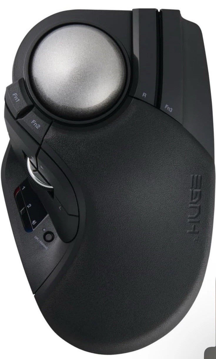 ELECOM Huge Plus Wireless Trackball Mouse, Ergonomic 52mm Large Ball, Multi-C…