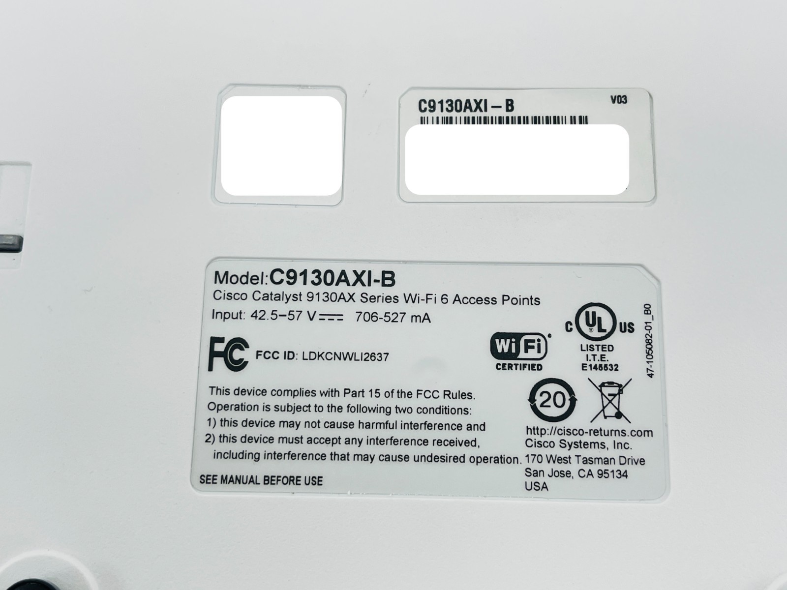 USED – Cisco C9130AXI-B Wireless WiFi-6 Dual Band Access Point w/ Free Shipping