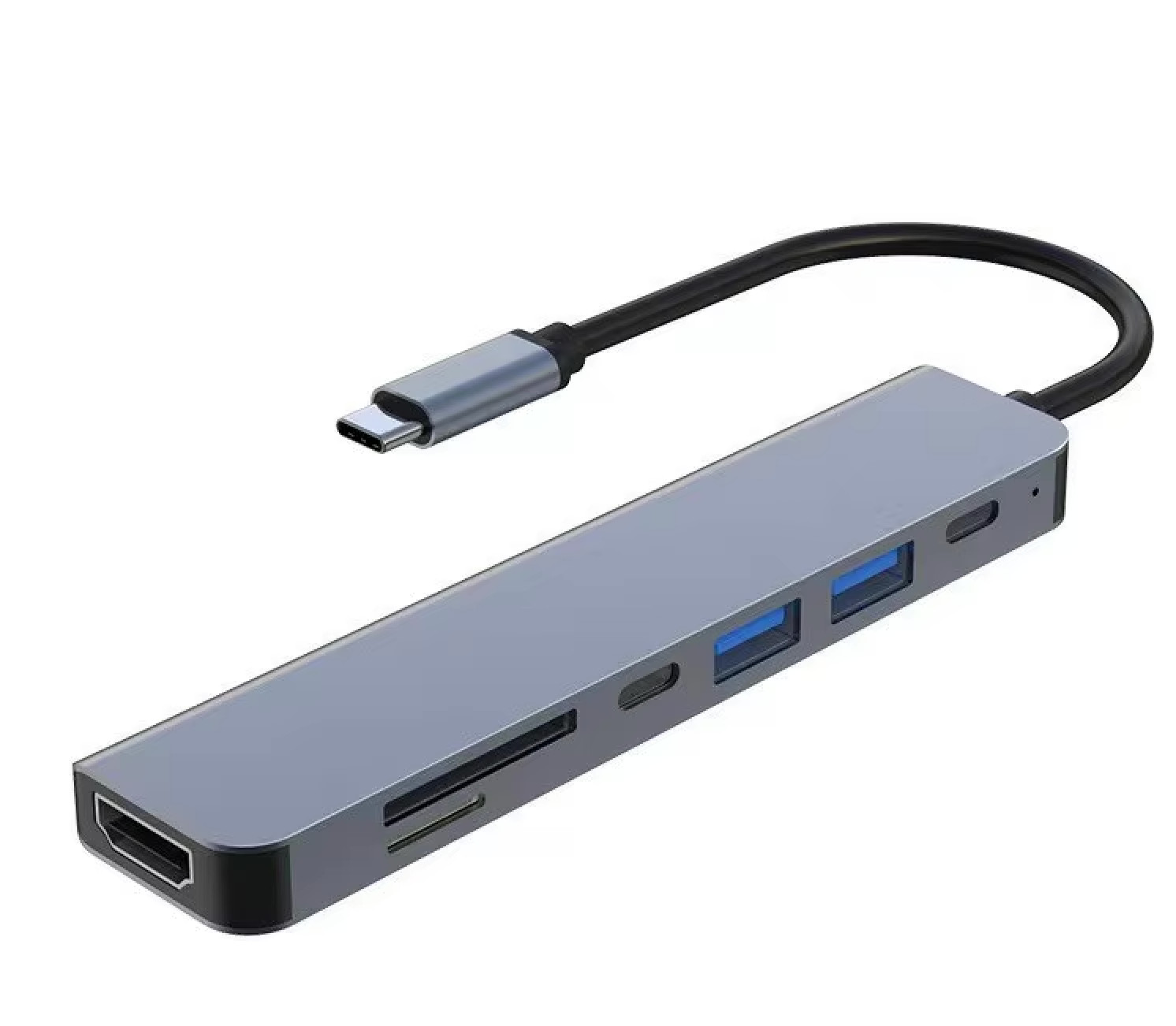 USB-HUB/DOCK 7in1 connections; HDMI, x2 USB C female ports, SD Card reader