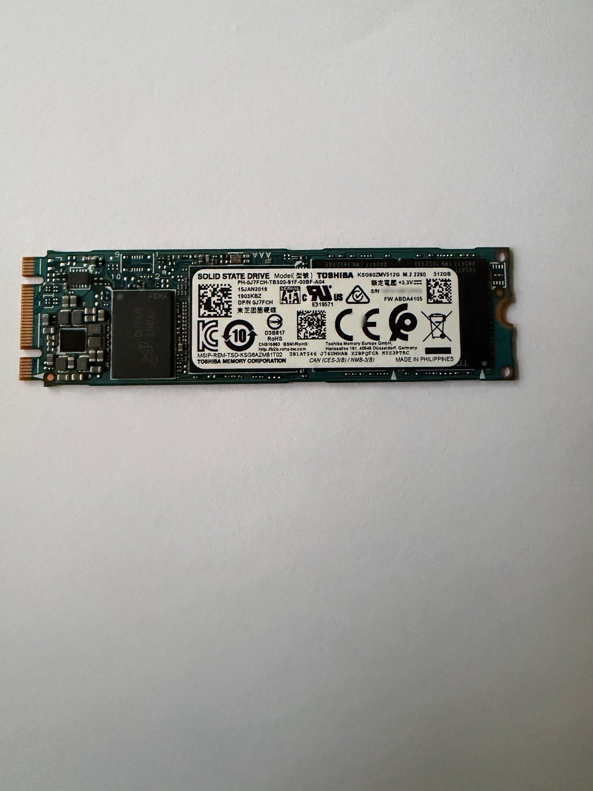 Toshiba KSG60ZMV512G 512GB M.2 SATA 2280 SSD Solid State Drive