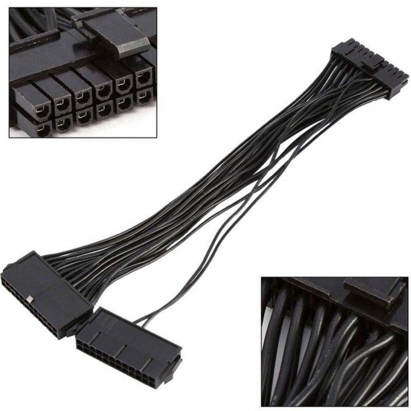 Supply Splitter, Dual PSU Cable Adapter 24 Pin 20+4 Pin ATX Motherboard