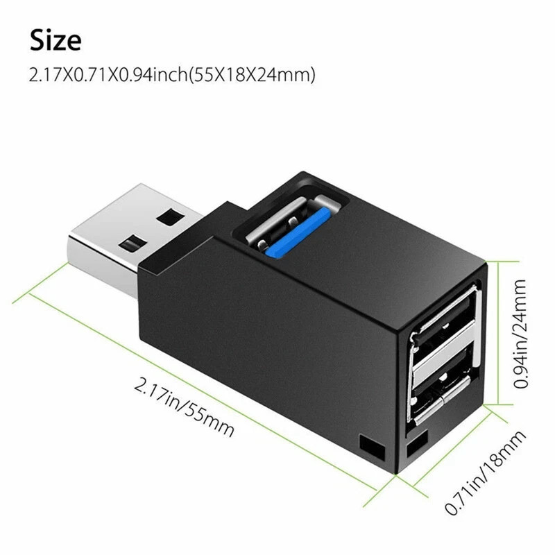 USB 3.0 Hub 3-Port Adapter Charger Data SLIM Super Speed PC Mac Laptop Desktop