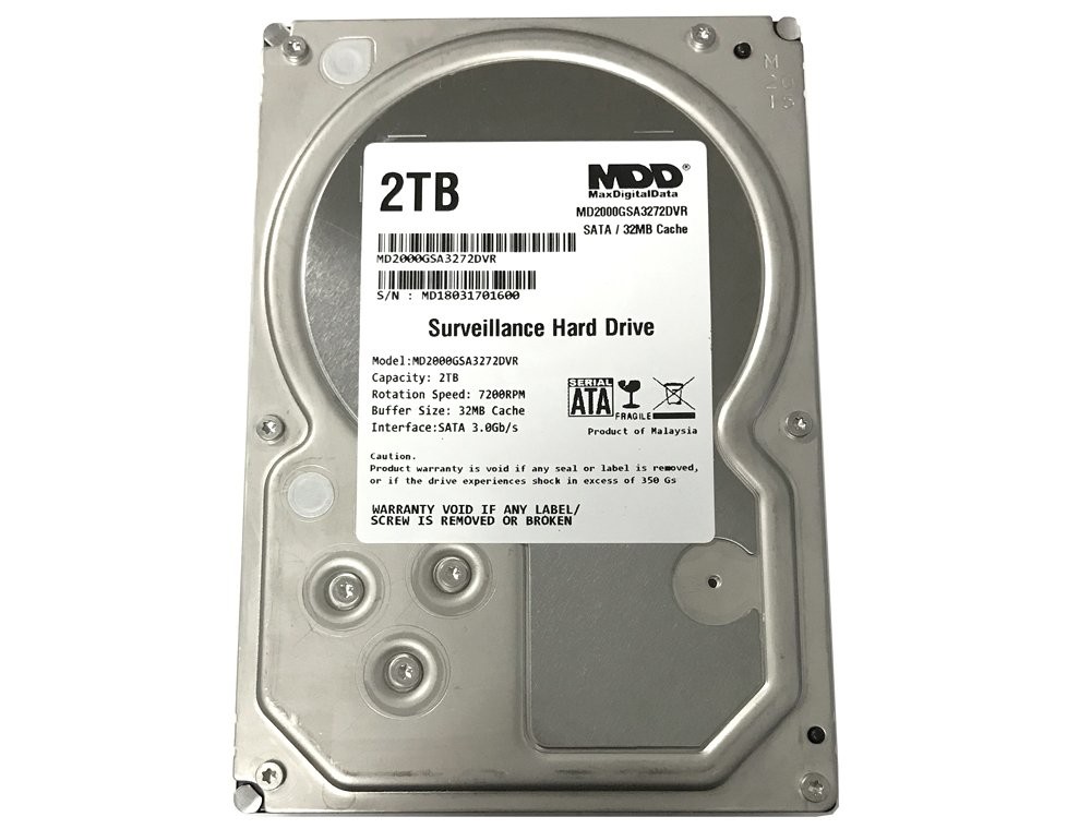 MaxDigitalData 2TB 32MB Cache 7200PM SATA 3.0Gb/s 3.5in Internal Surveillance CC
