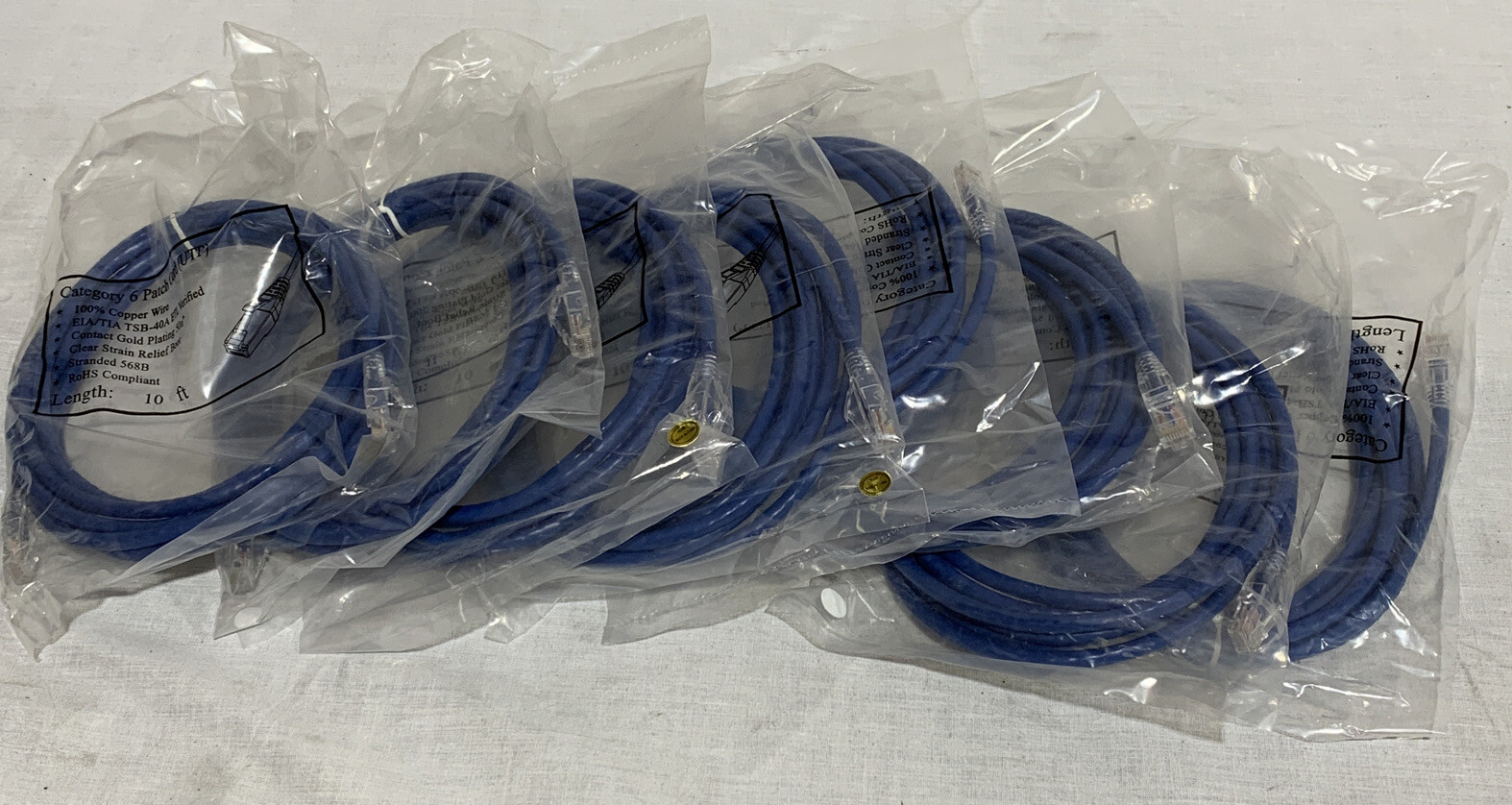 8 pack Category 6 Patch Cord 10 Ft Blue UTP New .100% Cooper Wire Stranded 568B