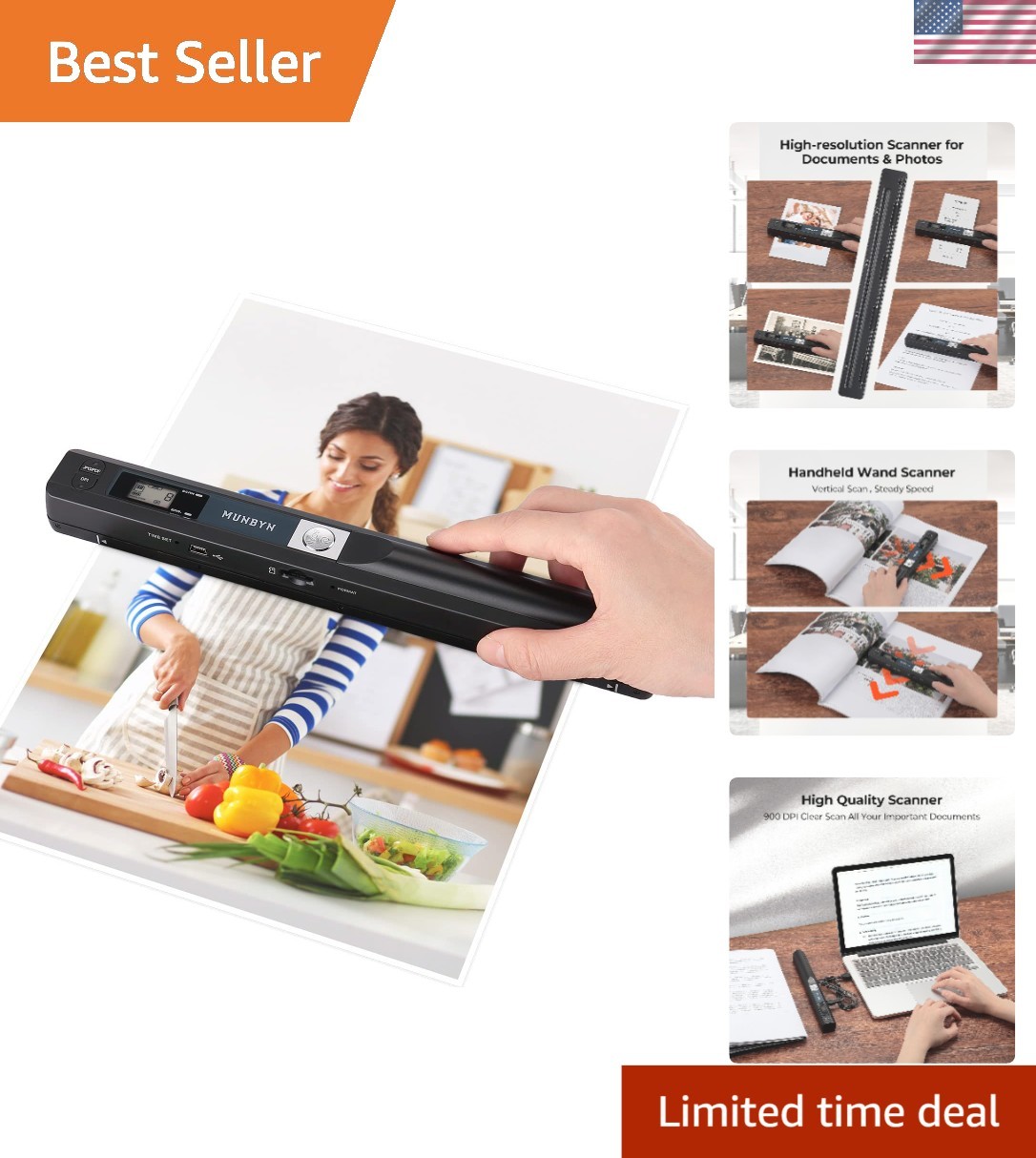 Easy-to-Use Wireless Scanner: Capture Photos and Documents in 900 DPI