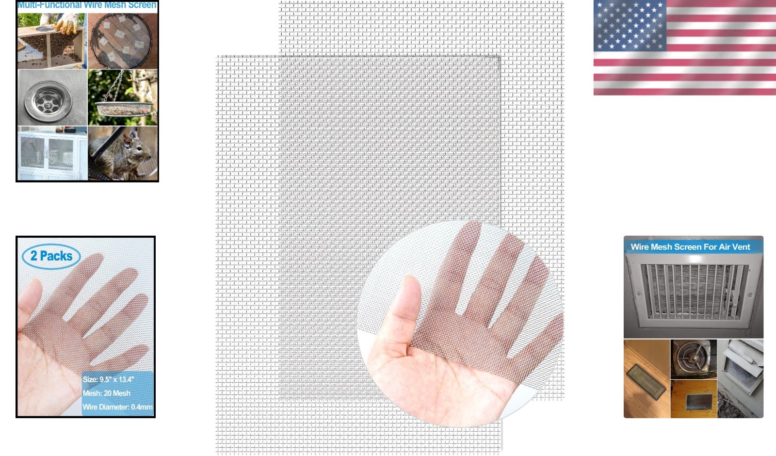 Multi-Functional Wire Mesh Screen Set – 2 Pack, 13.4” x 9.5” for Various Uses