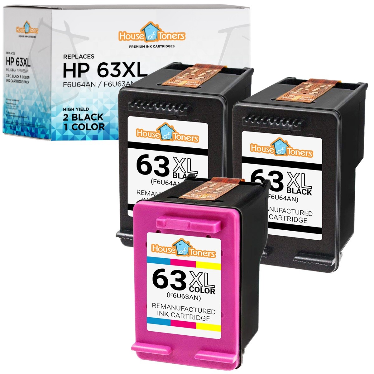 Printer Ink Cartridge for HP63XL fits DeskJet 3639 3632 2131 2132 2133 2134 Lot