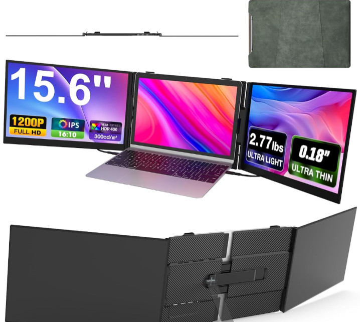 Laptop Screen Extender, Ultra-Thin 15.6″ FHD 1200P 16:10 Portable Monitor