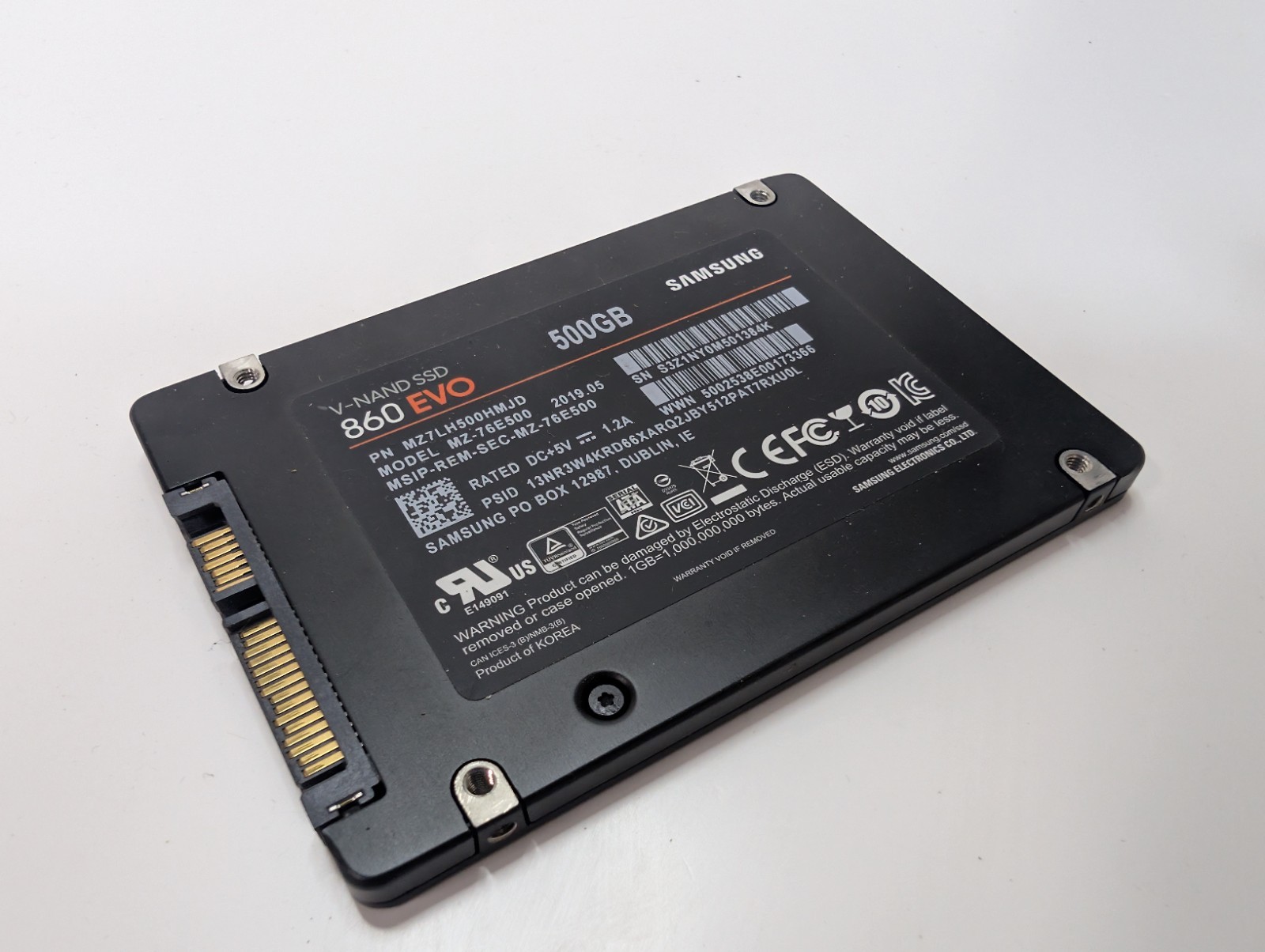 Samsung 860 EVO 500GB 2.5″ SATA SSD Solid State Drive MZ-76E500 100% HEALTH