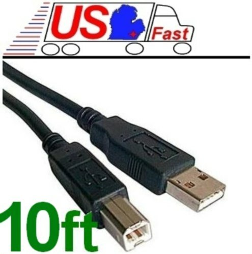 10ft USB2.0 A~B AB Printer/Device Cable/Cord/Wire for HP/CANNON/BROTHER {BLACK