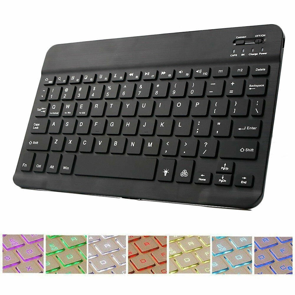 BLACK 10″ Wireless Slim Bluetooth Keyboard Universal For iPad PC Laptop Tablet